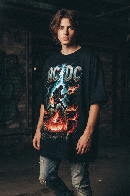 AC/DC Fire & Lightning Tribute Unisex T-Shirt