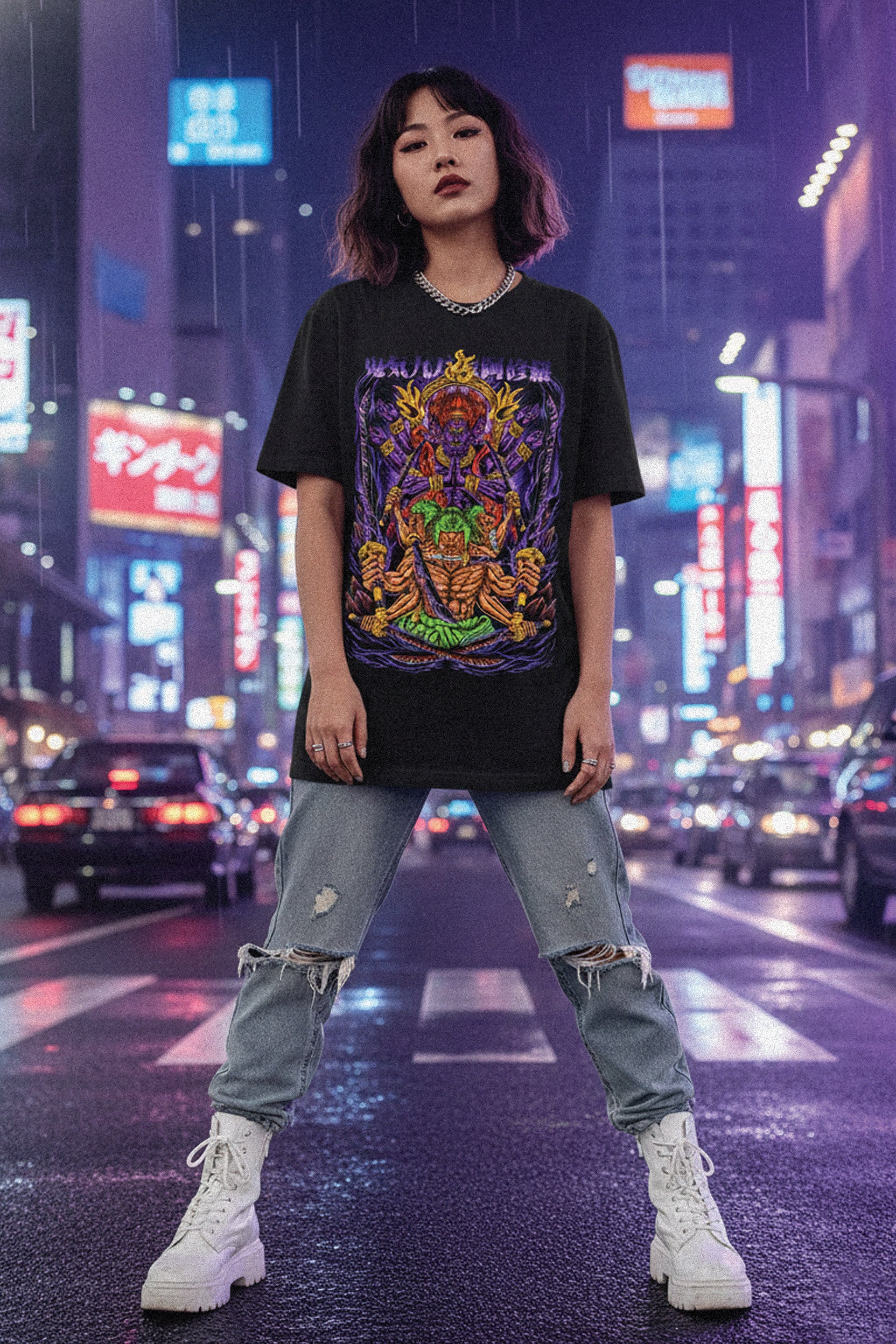 Roronoa Zoro Nine Swords Tribute Front Print Oversized Unisex T-Shirt