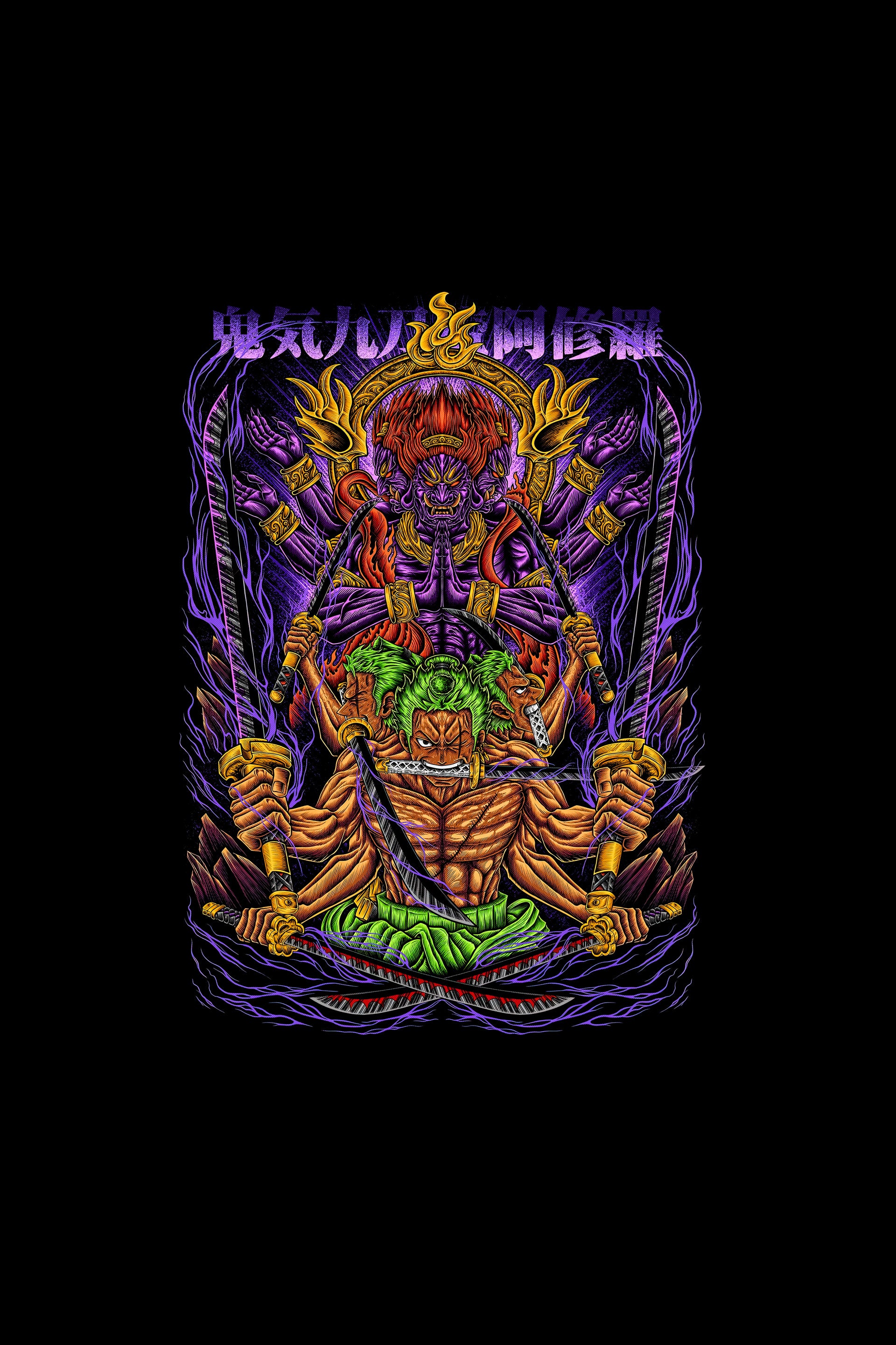 Roronoa Zoro Nine Swords Tribute Front Print Oversized Unisex T-Shirt