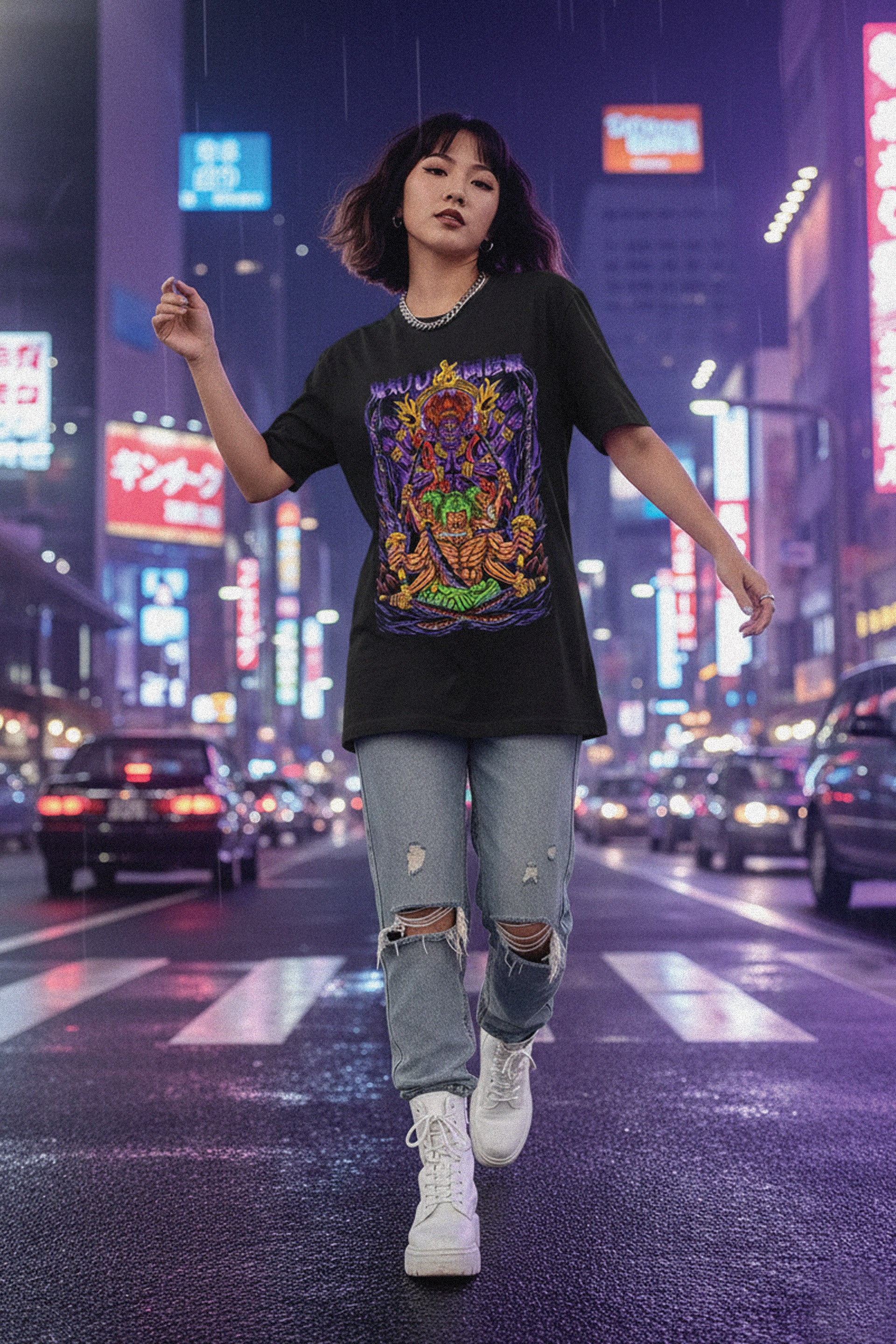 Roronoa Zoro Nine Swords Tribute Front Print Oversized Unisex T-Shirt